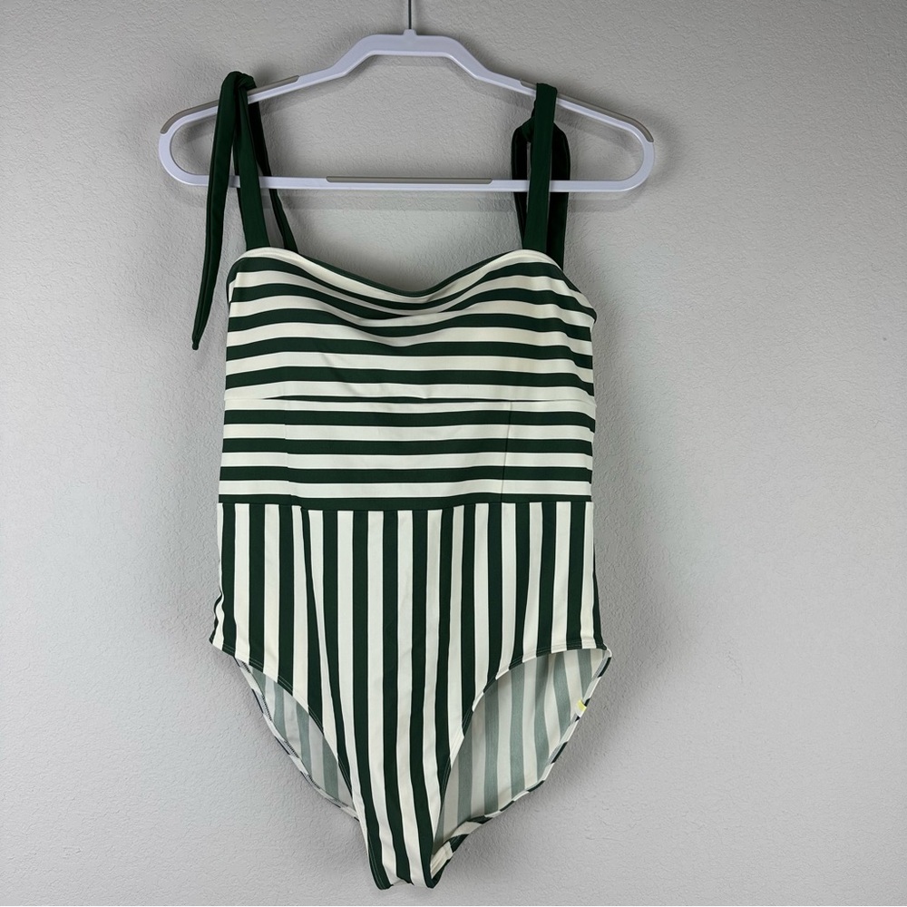 Summersalt Green and White Striped One-Piece Swimsuit